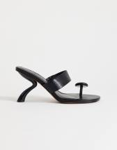 Topshop Natalie toe thong angular heel sandal in black