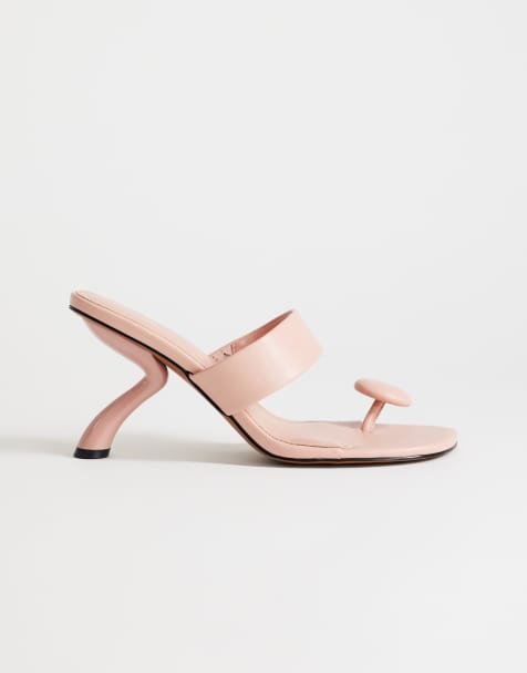 Topshop Natalie toe thong angular heel sandal in pink - view 1