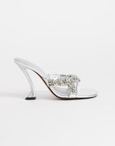 Topshop Natasha embellished mule high heeled sandal in silver