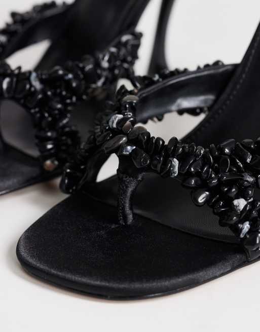 Topshop Natasha pyntet mule-sandal med høj hæl i sort, 4 af 4