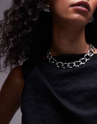 Nate flat chain necklace in silver tone