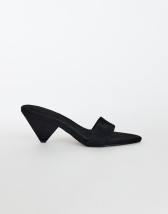 Topshop Nathan cone heel mule in black faux suede