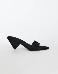 Nathan cone heel mule in black faux suede