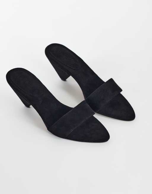 Topshop Nathan cone heel mule in black faux suede, 2 of 4