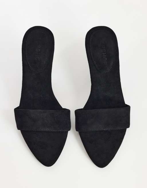 Topshop Nathan cone heel mule in black faux suede, 3 of 4