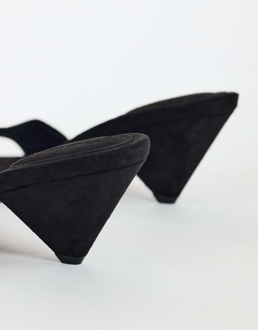 Topshop Nathan cone heel mule in black faux suede, 4 of 4
