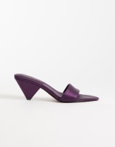 Topshop Nathan cone heel mule in purple satin
