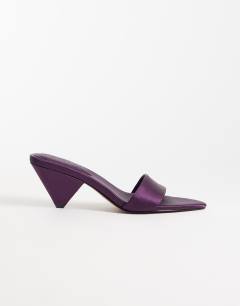 Nathan cone heel mule in purple satin