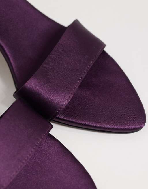 Topshop Nathan cone heel mule in purple satin, 4 of 4