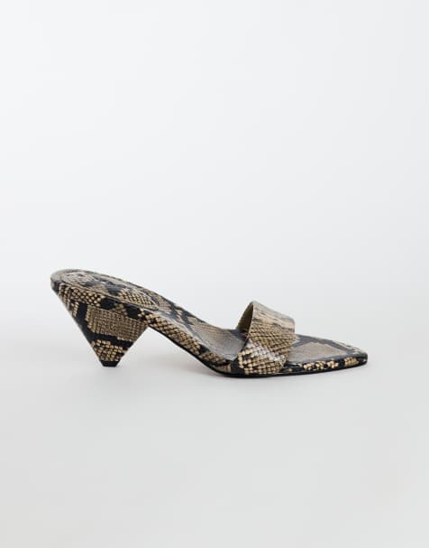 Topshop Nathan cone heel mule in snake print - view 1
