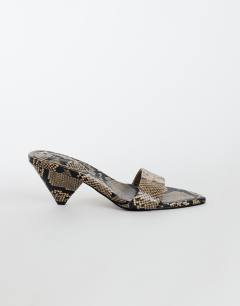 Nathan cone heel mule in snake print