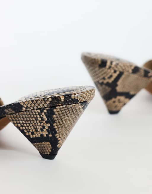 Topshop Nathan cone heel mule in snake print, 4 of 4