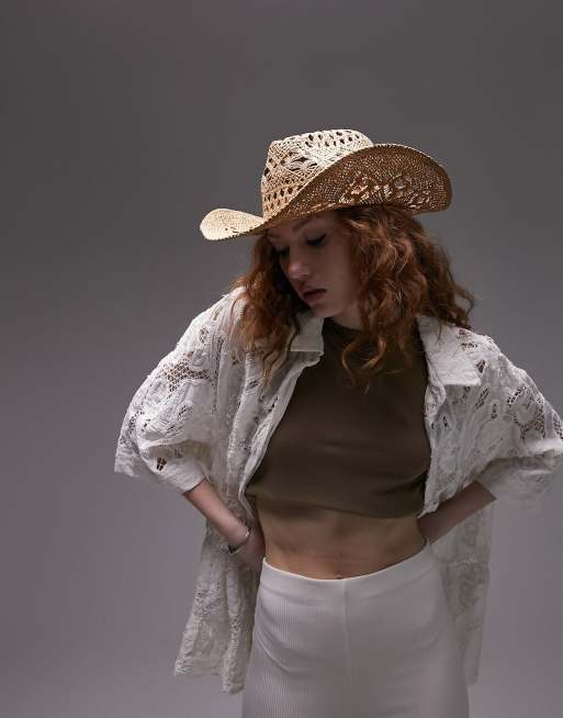 Topshop - Naturfarvet cowboy-stråhat