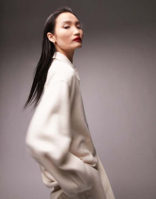 Topshop – Naturvit jeansskjorta i extra oversize, del av set