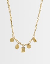 Topshop Naya waterproof stainless steel chain necklace with charms in gold