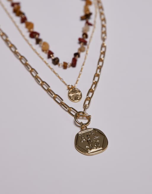 Topshop - Nealy - Collier multi-rangs avec breloque - Doré, 2 de 3