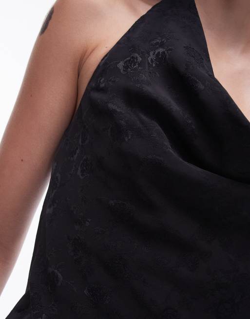Topshop – Neckholder-Oberteil aus Jacquard in Schwarz, Kombiteil, 4 von 4