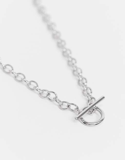 Silver t deals bar chain necklace