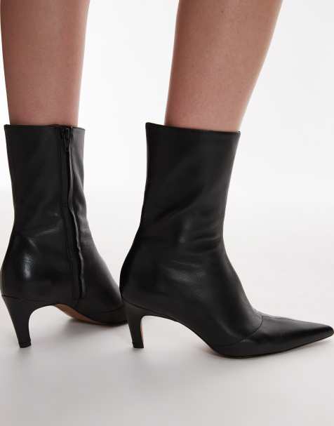 Topshop Neeve premium leather high heeled ankle boots - view 1