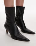 [Topshop] Topshop Neeve premium real leather high heeled ankle boots in black 36 BLACK