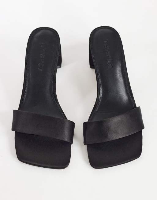 Topshop Nela mid heel mule in black, 3 of 4