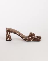 Topshop Nela mid heel mule in brown deer print hair on real leather