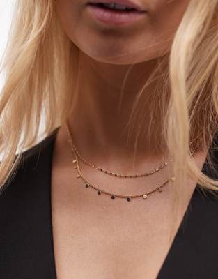 Nelle multi row necklace in gold tone