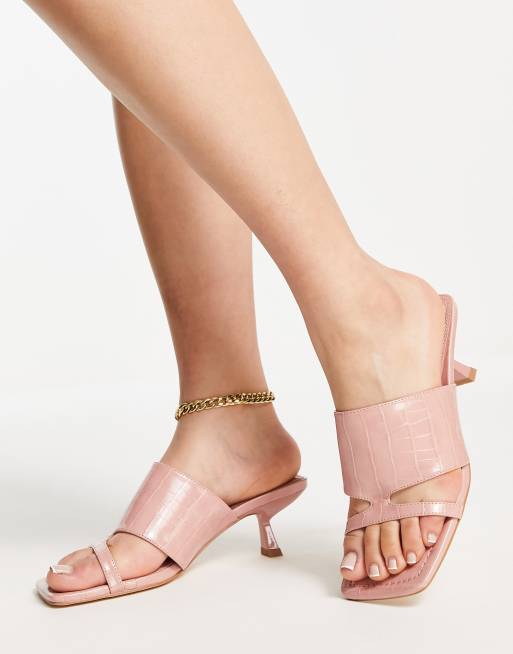 Topshop - Nellie - Lyserøde mules med mellemhøj hæl