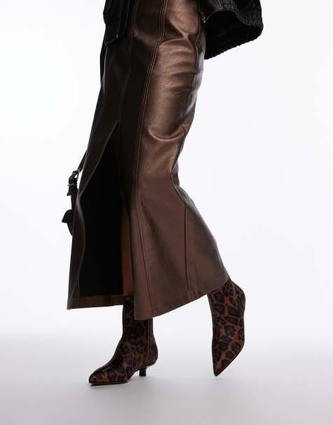 Topshop – Nellie – Spitze Stiefeletten mit mittelhohem Absatz und Leopardenmuster - view 1