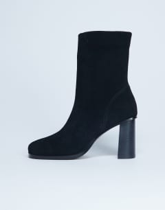 Nellie suede heeled ankle boot black
