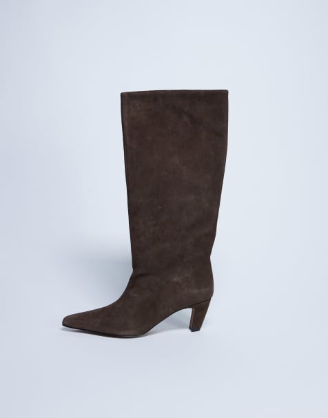 Topshop - Nelly - Bottes souples en daim véritable à bout pointu - Chocolat - view 1