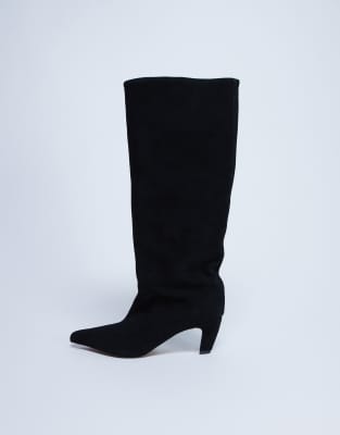 Topshop - Nelly - Bottes souples en daim véritable à bout pointu - Noir