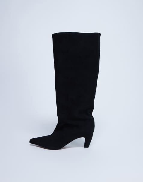 Topshop – Nelly – Lässige Stiefel aus Wildleder in Schwarz mit spitzer Zehenpartie - view 1