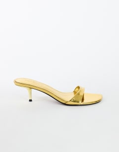 Neptune kitten heel mule in gold