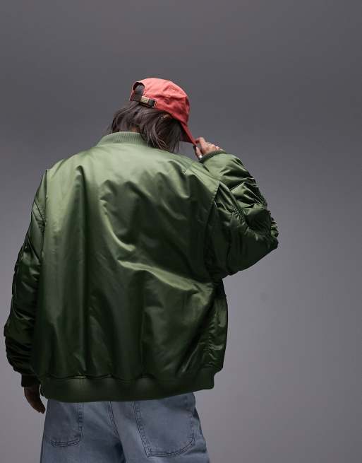 Nylon Bomber Jacket - Dark khaki green - Men