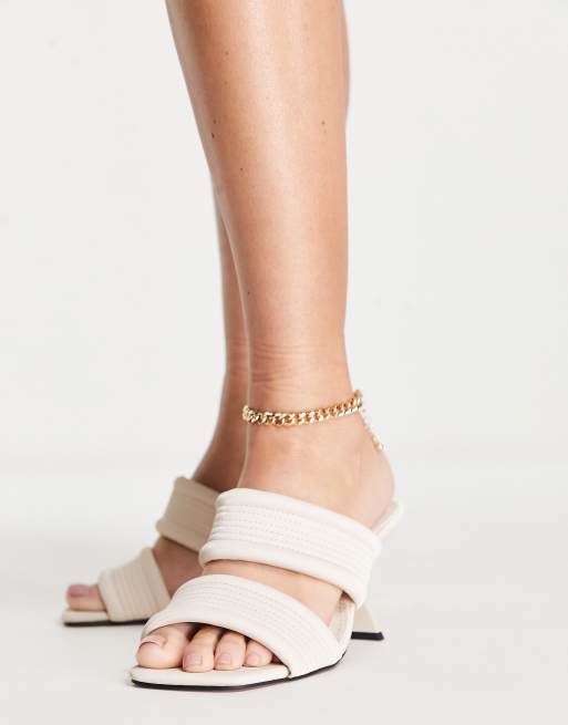 Topshop - Nessy - Mules matelassées mi-hautes - Blanc cassé