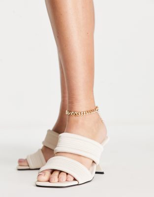 Topshop Nessy Padded Mid Mule In White