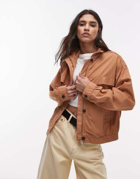 Topshop - Net bomberjack van katoen in beige - view 1