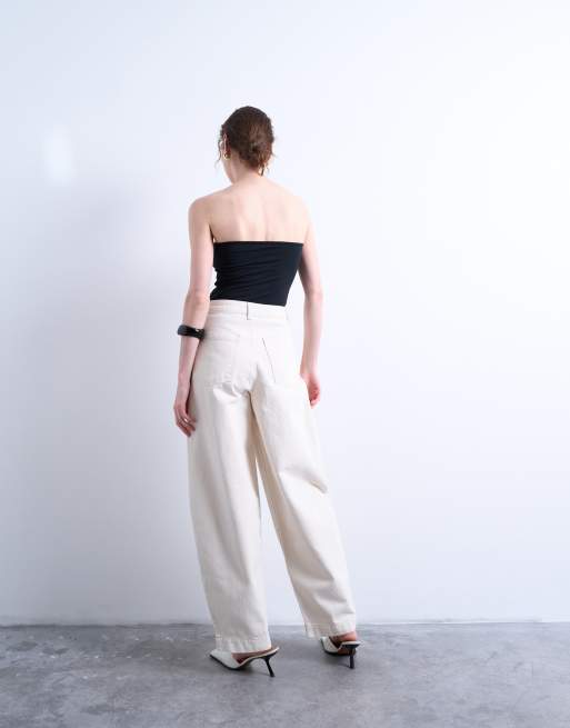 Topshop - Nette broek met wijde ronde pijpen in ecru, 3 van 7