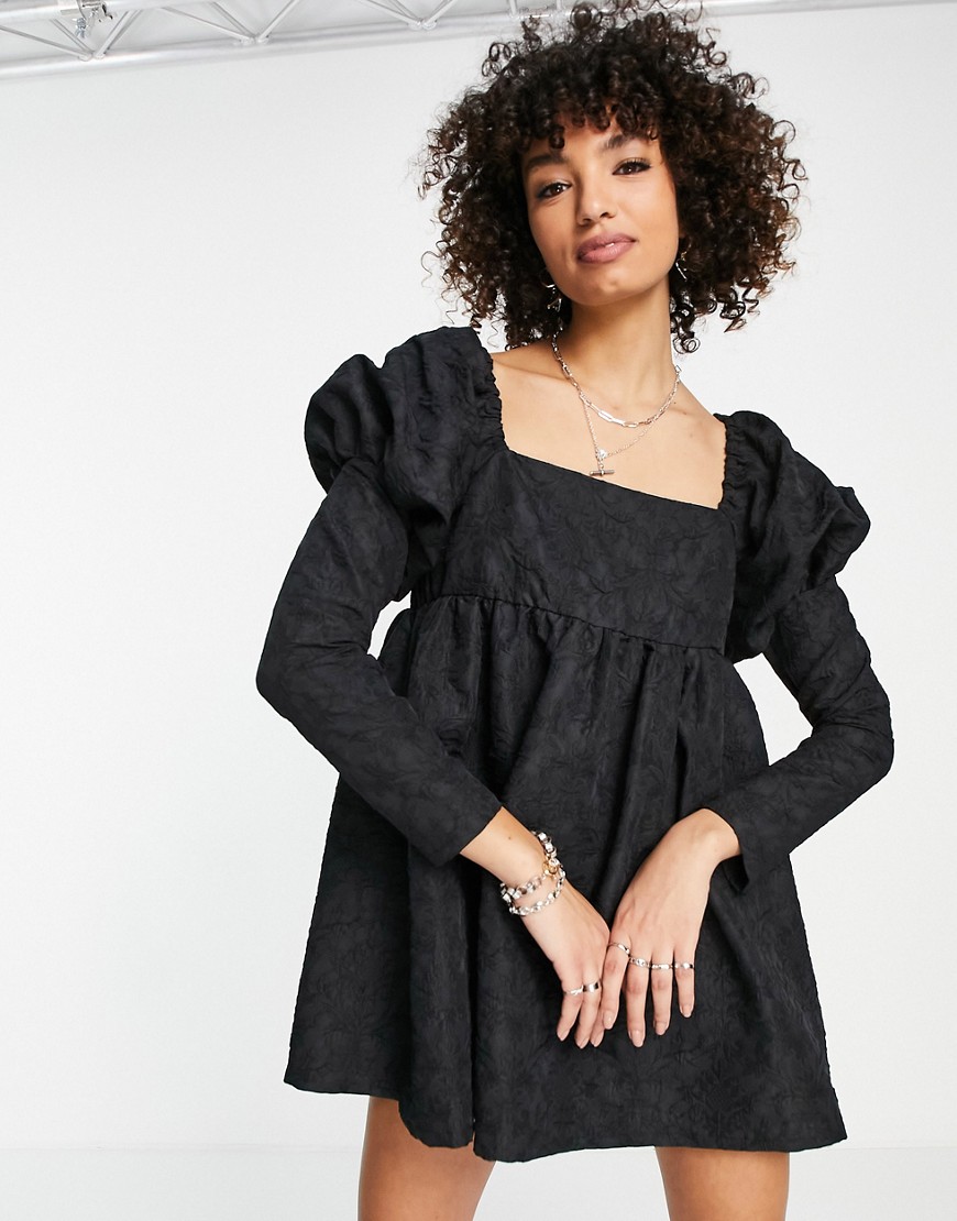 Topshop - Nette mini-jurk van jacquard met mouwdetail-Veelkleurig