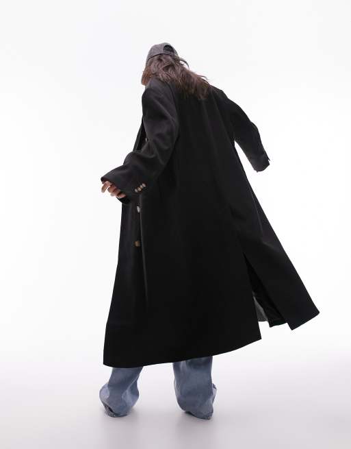Topshop - Nette oversized jas met lange pasvorm in zwart, 2 van 4