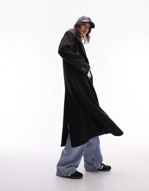 Topshop - Nette oversized jas met lange pasvorm in zwart, 4 van 4