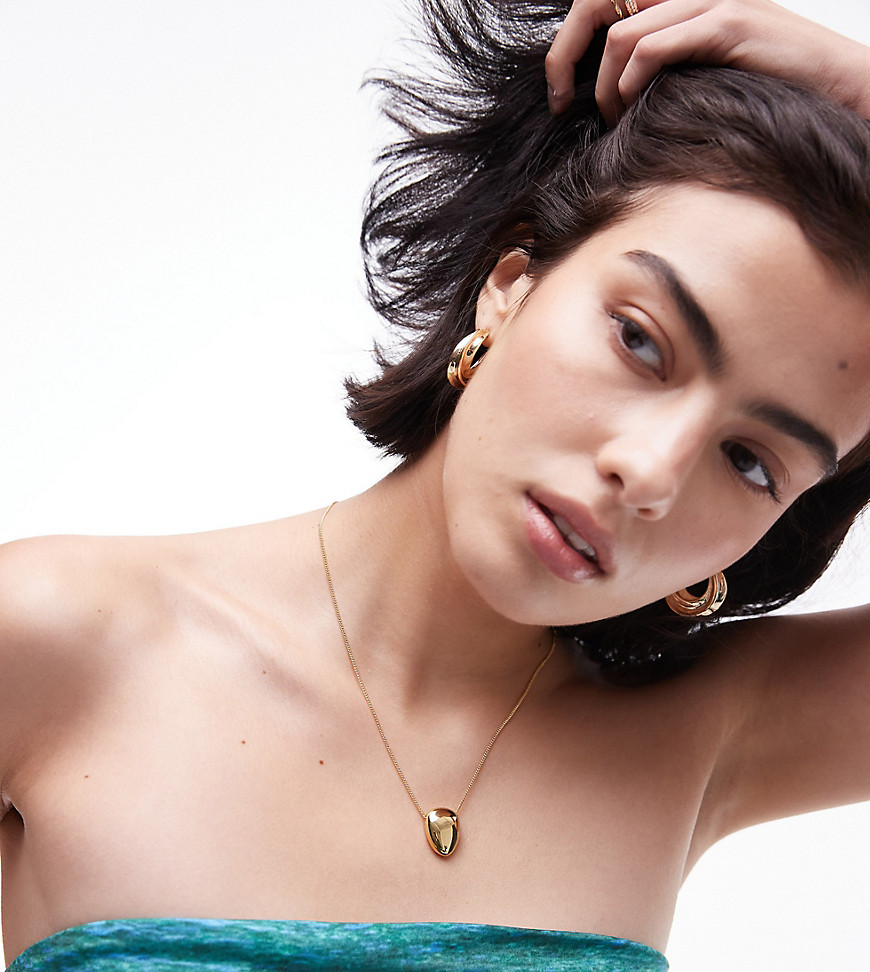 Topshop Neva Necklace With Molten Pendant In 14k Gold Plated