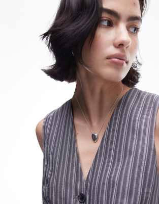 Topshop Neva Necklace With Molten Pendant In Silver Plated