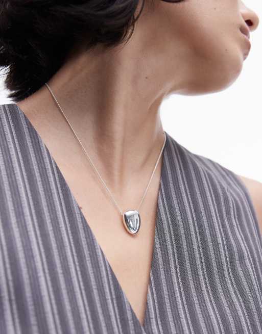 Topshop Neva necklace with molten pendant in silver plated, 3 of 4