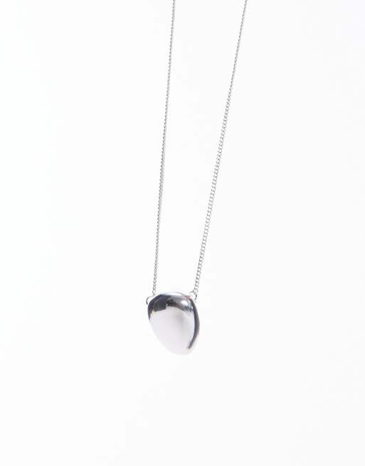 Topshop Neva necklace with molten pendant in silver plated, 4 of 4