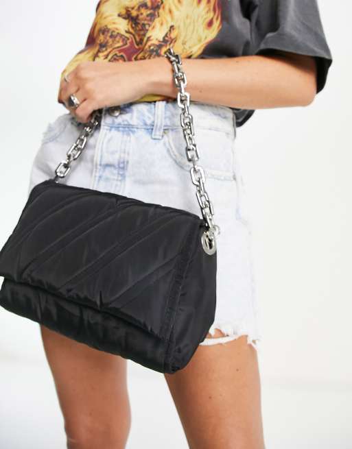 Topshop - Neve - Borsa da spalla con catenina e cuciture, 4 di 4