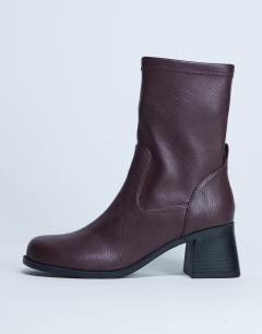 Niamh block heel ankle boot in burgundy