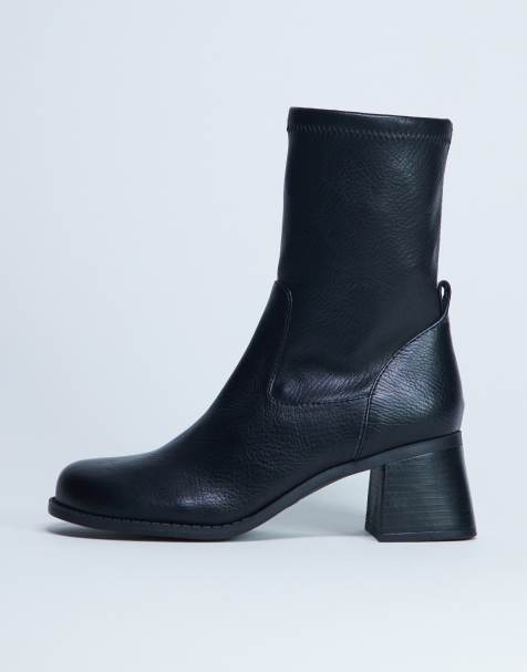Topshop Niamh block heel ankle boots in black - view 1