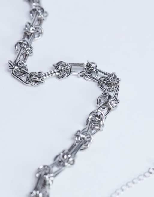 Topshop Nicky waterproof stainless steel twisted chain necklace in silver, 2 of 4
